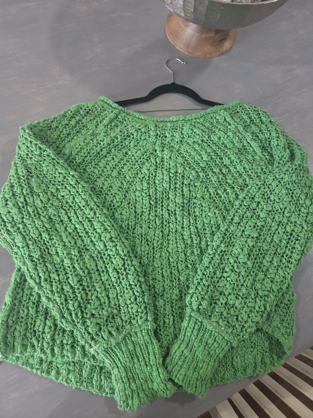 Free People Bright Green Scoop Neck Chunky Knit Sweater - Picture 4 of 4